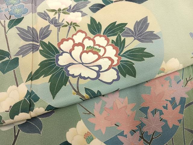 平和屋着物●訪問着 友禅 作家物 草花文 暈し染め 正絹 逸品 AABG9529ph