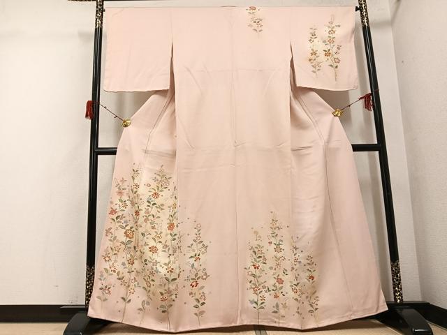平和屋着物●訪問着 友禅 草花文 正絹 逸品 AABG9532ph