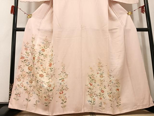 平和屋着物●訪問着 友禅 草花文 正絹 逸品 AABG9532ph
