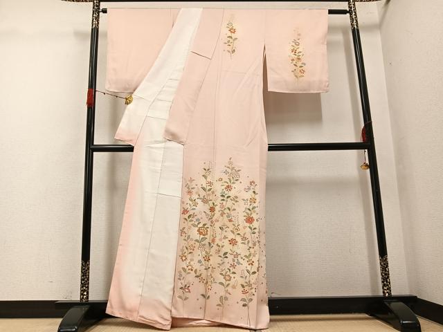 平和屋着物●訪問着 友禅 草花文 正絹 逸品 AABG9532ph