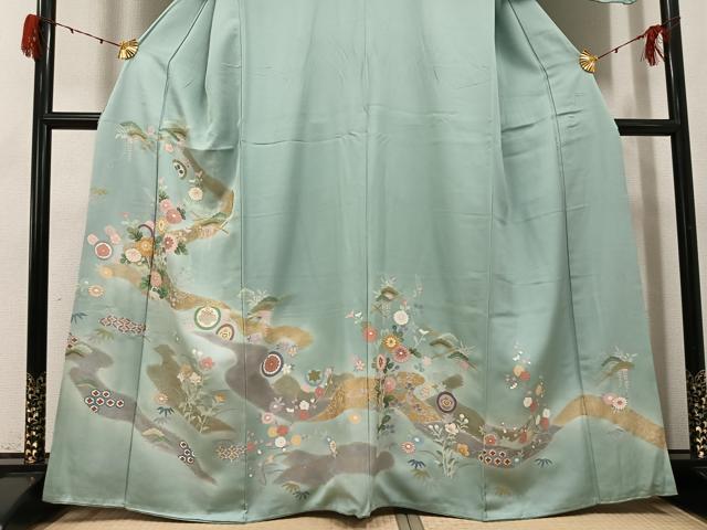 平和屋着物●訪問着 草花文 金彩 正絹 逸品 AABG9533ph