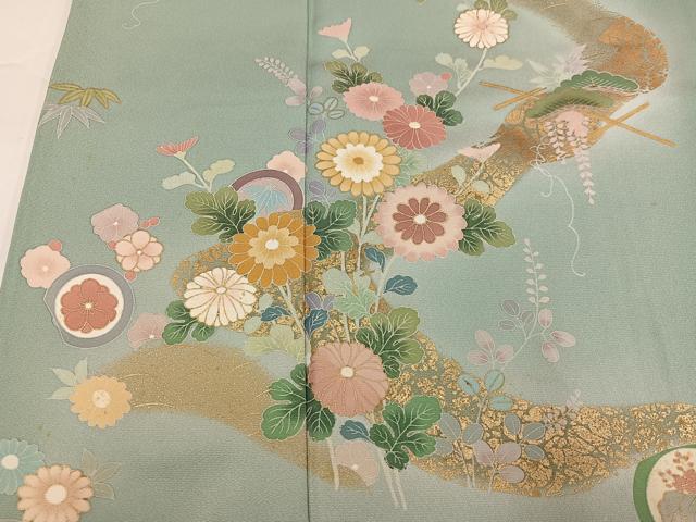 平和屋着物●訪問着 草花文 金彩 正絹 逸品 AABG9533ph