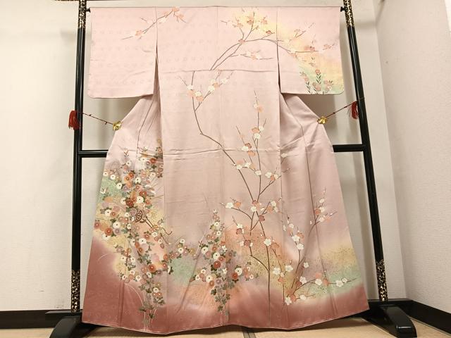 平和屋着物●訪問着 花車文 暈し染め 金彩 正絹 逸品 AABG9537ph