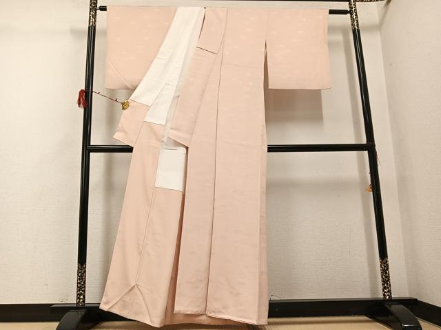 平和屋着物●上質な色無地 松地紋 肌色 正絹 逸品 AABG9538ph