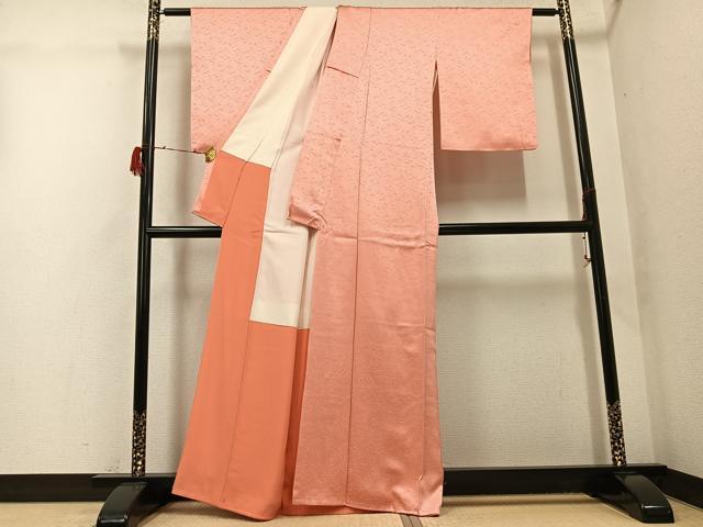平和屋着物●上質な色無地 草木地紋 一斤染色 正絹 逸品 未使用 AABG9546ph