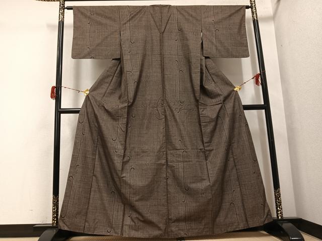 平和屋着物●本場大島紬 カタス7マルキ 唐草間道 正絹 逸品 AABG9548ph