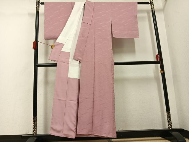 平和屋着物●上質な色無地 笹地紋 鴇浅葱色 正絹 逸品 AABG9552ph
