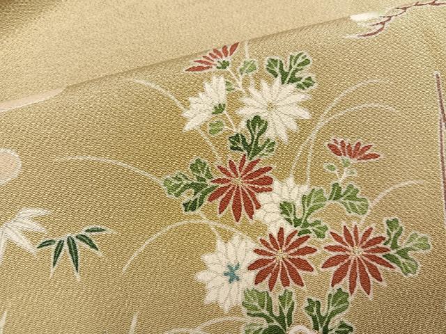 平和屋着物●訪問着 友禅 松竹梅エ霞流水草花文 鬼しぼ縮緬 正絹 逸品 AABG9555ph