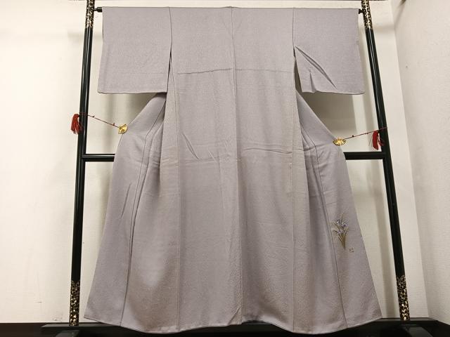 平和屋着物●上質な色無地 作家物 草木地紋 霞色 正絹 逸品 AABG9556ph