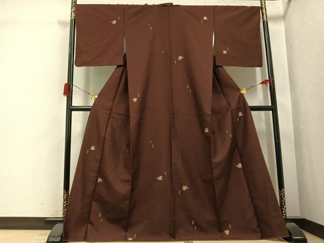 平和屋着物●お召 ミミズク 赤褐色 さが美扱い 正絹 逸品 未使用 AABG9564ph