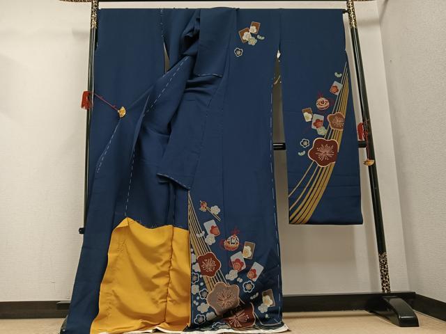 平和屋着物●豪華振袖 梅 鬼しぼ縮緬 上代45万 仮絵羽 逸品 未使用 AABG9569ph