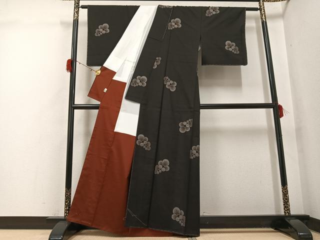 平和屋着物●本場大島紬 カタス9マルキ 地空き 梅 正絹 逸品 未使用 AABG9576ph