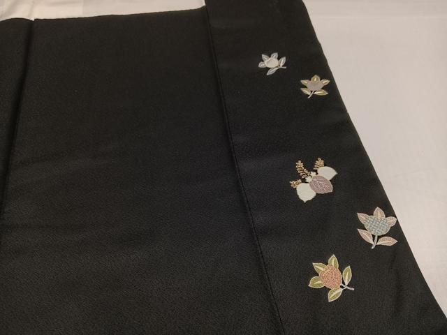 平和屋着物●訪問着 桐 橘 黒地 金彩 正絹 逸品 AABG9582ph