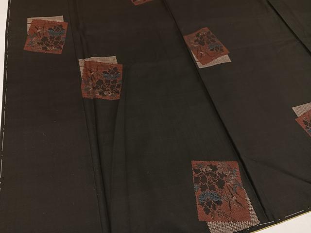 平和屋着物●本場大島紬 地空き カタス9マルキ 色紙草花文 正絹 逸品 AABG9584ph