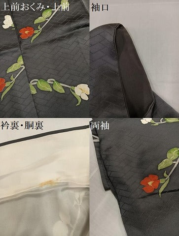 平和屋着物●上質な小紋 枝花文 正絹 逸品 AABG9589ph