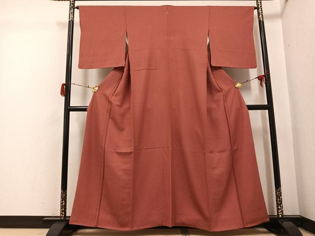 平和屋着物●上質な色無地 紅鳶色 正絹 逸品 AABG9593ph