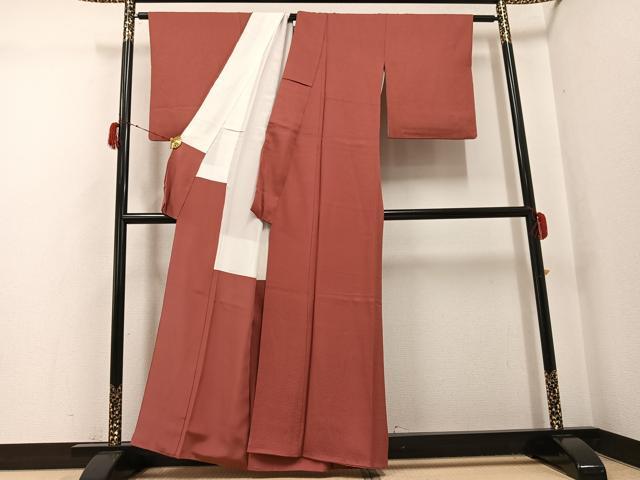 平和屋着物●上質な色無地 紅鳶色 正絹 逸品 AABG9593ph
