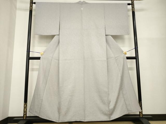 平和屋着物▽上質な色無地 単衣 花尽くし 鳩羽鼠色 正絹 逸品 AABG9603ck