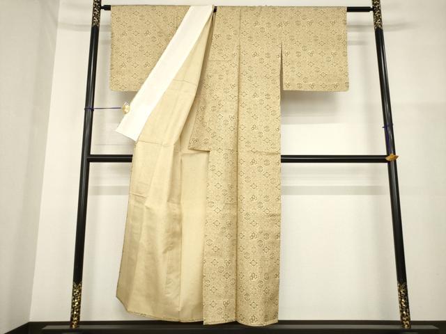 平和屋着物▽本場染大島紬 単衣 蜀江花文 正絹 逸品 AABG9605ck