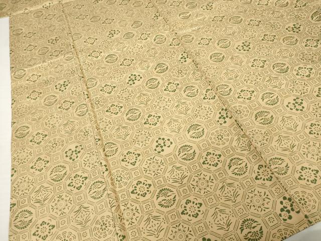 平和屋着物▽本場染大島紬 単衣 蜀江花文 正絹 逸品 AABG9605ck