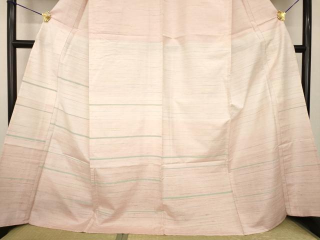 平和屋着物▽紅花紬 米沢 訪問着 単衣 霞文 暈し染め ロング丈 正絹 逸品 AABG9606ck
