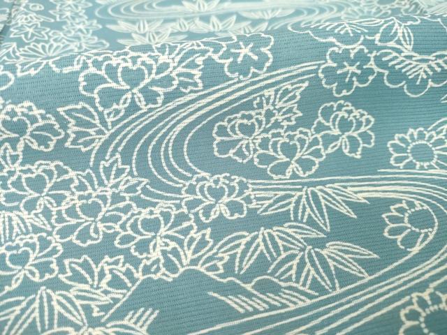 平和屋着物*夏物 小紋 絽 流水花文 大丸扱い 正絹 逸品 AABG9640ck