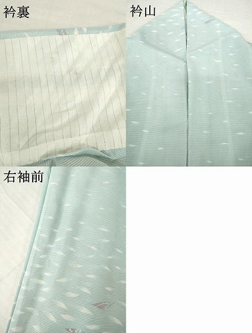 平和屋着物*夏物 小紋 絽 舞葉文 洗える着物 AABG9647ck