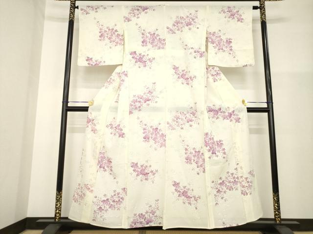 平和屋着物*夏物 小紋 絽 草花文 正絹 逸品 未使用 AABG9648ck