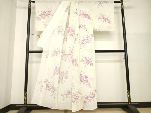 平和屋着物*夏物 小紋 絽 草花文 正絹 逸品 未使用 AABG9648ck