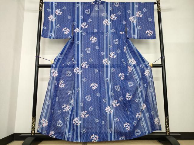 平和屋着物*夏物 小紋 絽 花丸文 洗える着物 AABG9661ck