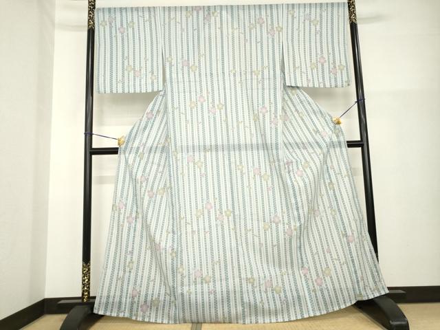 平和屋着物*夏物 小紋 絽 舞桜文 洗える着物 AABG9663ck