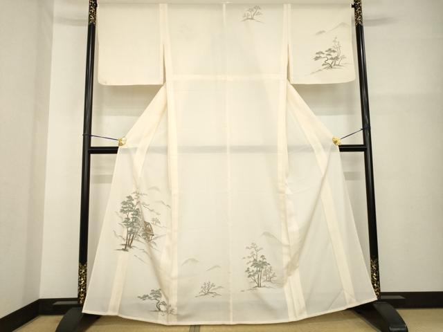 平和屋着物*夏物 訪問着 絽 手描き 風景文 洗える着物 AABG9665ck