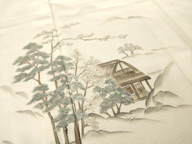 平和屋着物*夏物 訪問着 絽 手描き 風景文 洗える着物 AABG9665ck