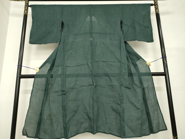 平和屋着物*夏物 小千谷ちぢみ 色無地 仙斎茶色 麻 逸品 AABG9666ck