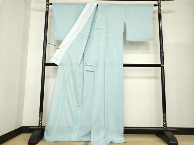 平和屋着物*夏物 色無地 絽 秘色色 ロング丈 洗える着物 AABG9669ck