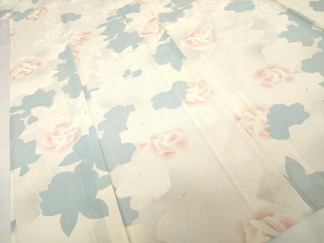 平和屋着物*夏物 小紋 絽 バラ 薔薇 正絹 逸品 AABG9670ck