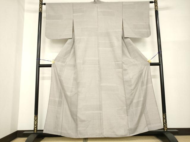 平和屋着物▽本場大島紬 単衣 白大島 9マルキ 150亀甲 段違い文様 正絹 逸品 AABG9676ck