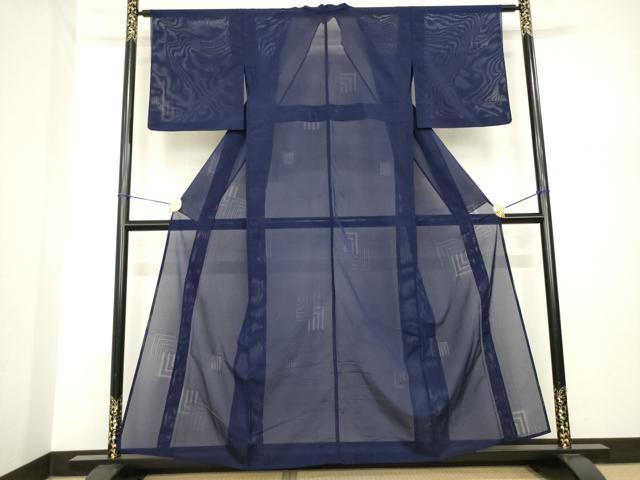 平和屋着物*夏物 色無地 源氏香紋絽 青褐色 正絹 逸品 AABG9679ck