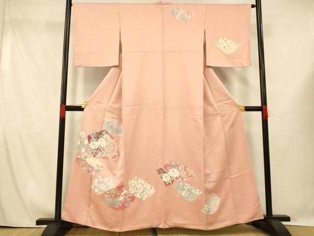 平和屋着物■訪問着 更紗花蝶文 正絹 逸品 AABG9689fw