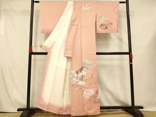 平和屋着物■訪問着 更紗花蝶文 正絹 逸品 AABG9689fw