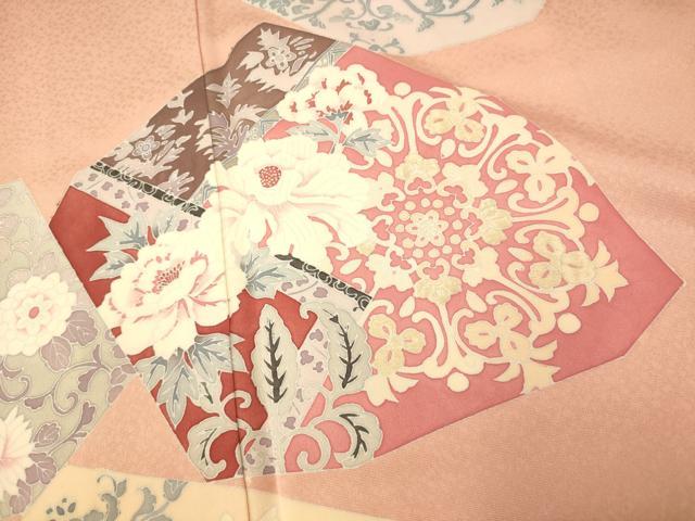 平和屋着物■訪問着 更紗花蝶文 正絹 逸品 AABG9689fw