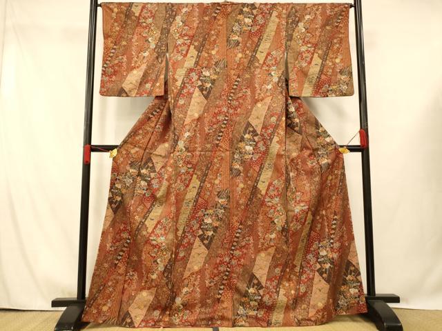 平和屋着物■上質な小紋 辻が花 金彩 正絹 逸品 AABG9705fw