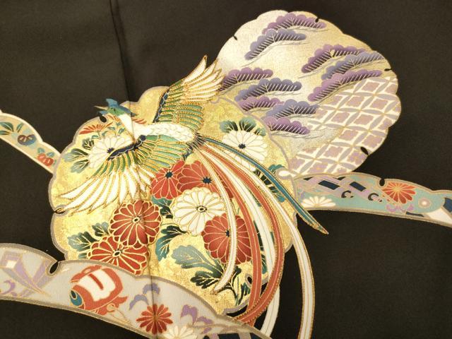 平和屋着物■豪華黒留袖 駒刺繍 雪輪鳳凰草花文 金銀彩 やまと誂製 正絹 逸品 AABG9708fw