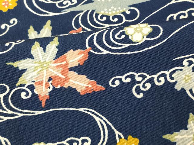 平和屋着物■上質な小紋 流水楓花文 正絹 逸品 AABG9711fw