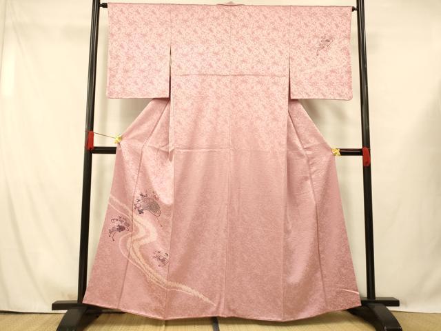 平和屋着物■訪問着 絞り 地紙草花文 金彩 正絹 逸品 AABG9718fw