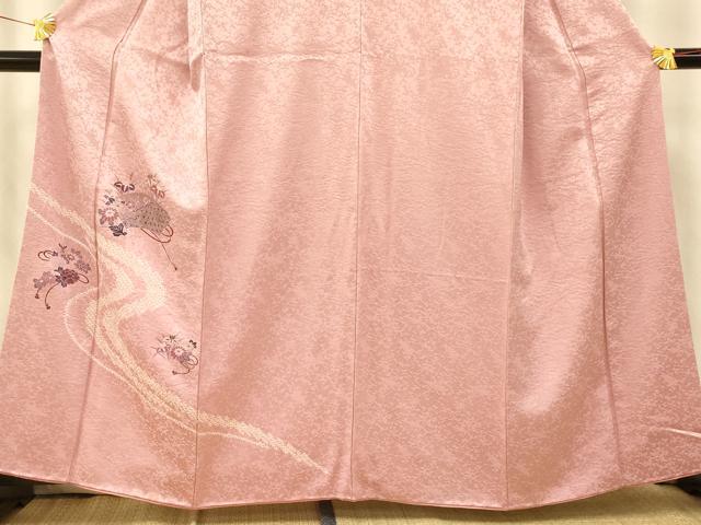 平和屋着物■訪問着 絞り 地紙草花文 金彩 正絹 逸品 AABG9718fw