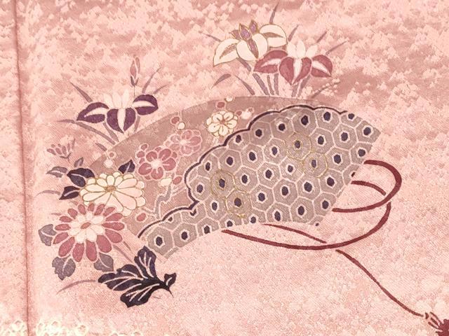 平和屋着物■訪問着 絞り 地紙草花文 金彩 正絹 逸品 AABG9718fw