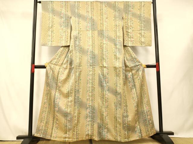 平和屋着物■上質な小紋 絞り 更紗花間道 暈し染め 金彩 正絹 逸品 AABG9731fw