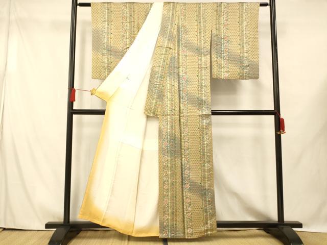 平和屋着物■上質な小紋 絞り 更紗花間道 暈し染め 金彩 正絹 逸品 AABG9731fw