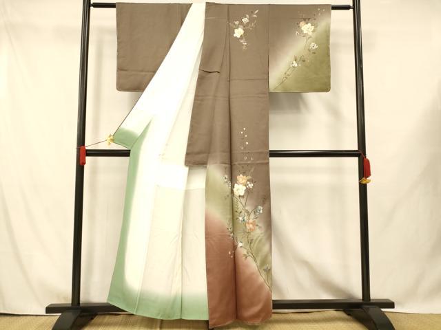 平和屋着物■訪問着 更紗花文 暈し染め 金銀彩 正絹 逸品 未使用 AABG9732fw